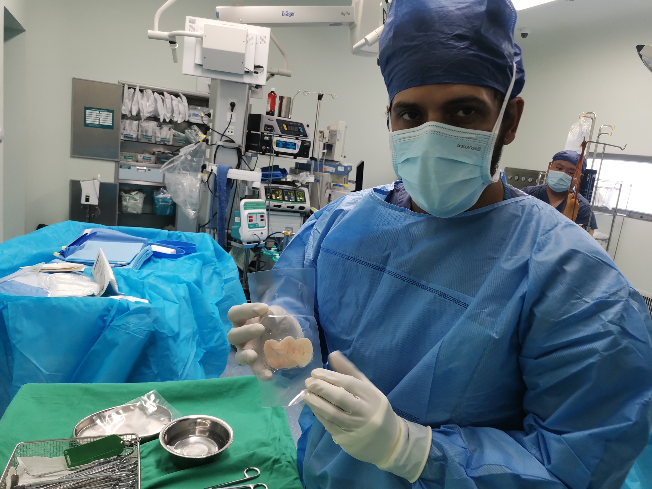 Dr. Sakurul Islam preparing an orthopedic implant in the operating theatre